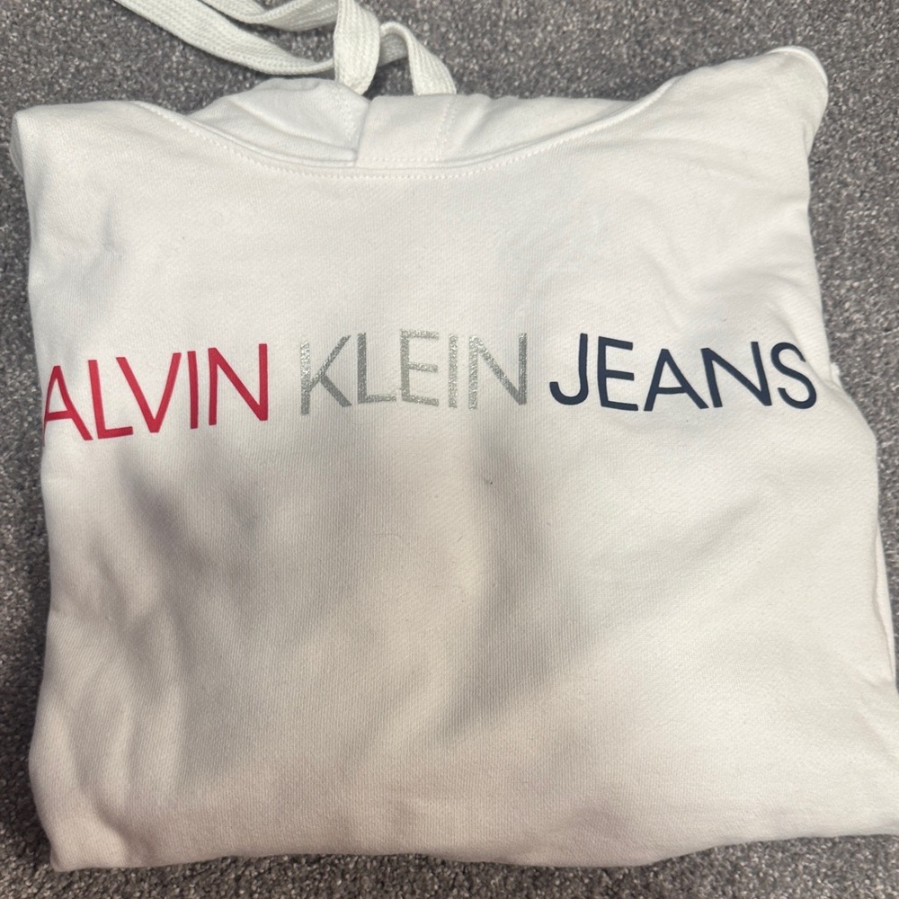 Calvin Klein Logo Hoodie in White